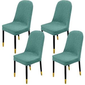 Eetkamerstoelhoes, eetkamerstoelhoezen, Stretch eetkamerstoelhoezen, afneembare stoelhoes met elastische onderkant gebogen rugleuning stoelhoezen wasbaar for woonkamer-roze-set van 2(Color:Green B)
