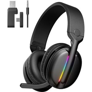 MANKIW - Draadloze Gaming Headset - Zwart - 40 uur Accu - 3 Modi