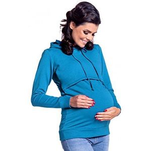 Happy Mama Dames Zwangerschapsverpleging Jersey Sweatshirt Hoodie 272 (Cyan, 36, S)