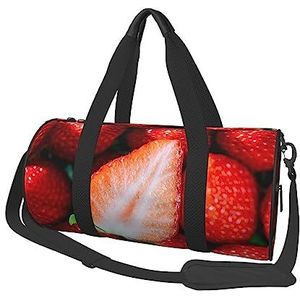 Sporttas Reizen Duffel Bag Aardbei Print Overnachtingstas, Zwart, Eén maat, Reisplunjezak