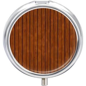 Bruin Hout Patroon Pillendoos Case 3 Compartiment Reizen Geneeskunde Pil Organizer 3x A Day Draagbare Vitamine Organizer met Spiegel Kleine Pillendoos voor Portemonnee & Pocket Leuke Dagelijkse