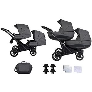 SaintBaby Coal BO 03 2-in-1 kinderwagen, kinderwagen, voor broers en zussen, set booster