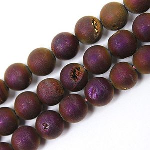 JARTC Zeldzame collectie natuursteen kralen paarse drusy agaat ronde losse kralen voor sieraden maken doe-het-zelf armband ketting (8 mm)