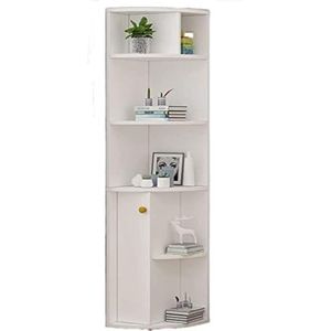 Boekenkast Boekenplanken Smalle Boekenplank Met Kast MDF Prentenboek Plank Multifunctionele Vloer Hoekplank Eenvoudige Bureau Opslag Boekenkast Boekenplank(White)