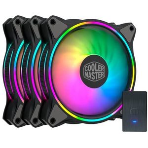 Cooler Master MasterFan MF120 Halo 3-in-1 duo-ring ARGB 3-pins ventilator, 24 onafhankelijke LEDS, 120 mm PWM statische drukventilator, absorberende pads voor computerbehuizing en vloeibare radiator