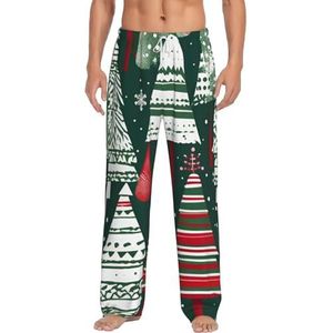 KJGvbn Kerstbomen Print Heren Bottoms Pyjama Broek, Zachte Loungewear Pyjama Slaapbroek Met Zakken, Lichtgewicht Nachtkleding Voor Comfortabele Slaap, Wit, S