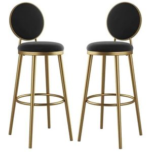 Barkrukken 30 Inch Kitchen Stools, Counter Height Bar Stools Set of 2, Velvet Seat stools with Metal Legs, Bar Chairs kroeg(Noir)