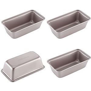 CHEFMADE Mini brood pan, non-teflon bakpan voor oven bakken 5.5-IN 4Pcs Rectangle Champagne Goud