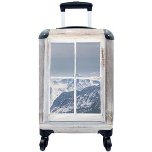 MuchoWow® Koffer - Doorkijk - Hout - Bergen - Past binnen 55x40x20 cm en 55x35x25 cm - Handbagage - Trolley - Fotokoffer - Cabin Size - Print