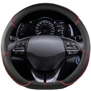 Auto Stuurhoes D-vormig PU-leer Voor Hyundai Voor Ioniq 2016 2017 2018 2019 2020 2021 2022 Stuurhoes Voor Auto Auto-accessoires Interieur Stuurhoes(Rood)