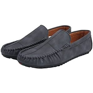 Loafers for heren Mocassins Schoenen Effen kleur Patchwork PU-leer Comfortabele platte hak Flexibele feest-casual instapper (Color : Black, Size : 41 EU)