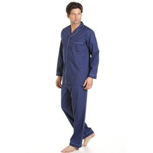 Haigman Herenpyjama met shirt met lange mouwen en broek, marineblauw, maat M