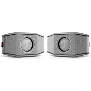 Teufel ROCKSTER GO 2 Stereo Set Bluetooth Speaker - Draagbare luidspreker voor buiten, met lange batterijduur (28 uur), waterdicht IP67, draadloze muziekstreaming, USB Soundcard, Outdoor (Gray &