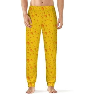Gele kaas heren pyjama broek zachte lounge bodems met zak slaapbroek loungewear
