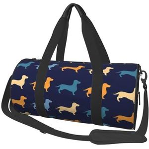Reistas, sporttas reistas overnachting tas sport weekender tas voor zwemmen yoga, teckel blauw oranje hond, zoals afgebeeld, Eén maat