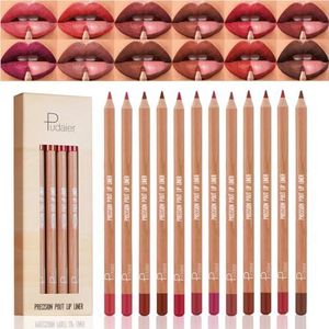 Baorder 12 kleuren matte lipliner set, watervaste gladde lippenstiften, langhoudend, slim lipliner sterk gepigmenteerde crayon lip lip voor vrouwen