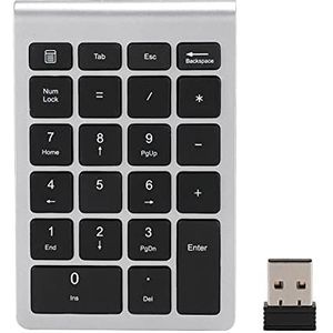 ASHATA - Draadloos Numeriek Toetsenbord - Zilver Zwart - 22 Toetsen