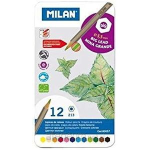 Milan zeshoekige potloden 12 kleuren in een metalen doos
