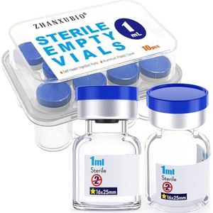 Steriele lege flacons, glazen flesjes met zelfgenezende injectiepoort en flip-top cap, 10 stukken van ZHANXUBIO (1ml, 10)