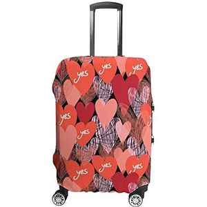 Heldere Rode Harten Print Reizen Bagage Cover Wasbare Koffer Protector Past 19-32 Inch Bagage