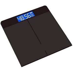 JINGYAN Digitale Personenweegschaal Tempered Glass Digital Body Weight Scale USB Charging LCD Bathroom Scales Monitor Fats(Schwarz)