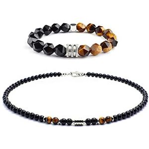 Soulnioi Healing Crystal Natuurlijke Tijgeroog Crystal Sectie Stenen Kralen Armband Geel Tijgeroog Kristal Kralen Ketting voor Yoga Reiki Blancing Meditatie Steen Decoratie