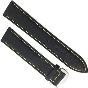 yeziu Nylon Canvas horlogeband Geschikt voor Longines horlogeband 19mm 20mm 21mm 22mm(Black yellow,20MM)