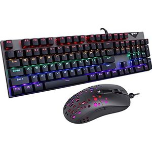L300 Mechanische Gaming Toetsenbord en A904 Gaming Muis RGB Mix Backlit 104 Blauwe Schakelaar voor Game Laptop PC