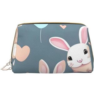 Cartoon schattig konijn draagbare cosmetische tas, & reizen cosmetische tas, Unisex, ritssluiting, geschikt voor dagelijks gebruik, Wit, Eén maat