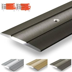 casa pura Aluminium overgangsprofiel Firm | C-vorm | geanodiseerde overgangsrail, brons | 1 stuk, 90 cm lengte, voorgeboorde afdekstrip | breedte 36 mm