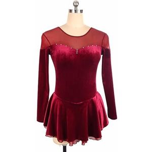UPPJPBSW Kunstrijpak Voor Meisjes En Vrouwen Met Lange Mouwen, Wedstrijdpak, Schaatskleding, Ijsshowjurk,Rood,S
