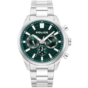Rangy heren chronograaf horloge met groene wijzerplaat en zilveren armband -PEWJK0021002, zilver, Zilver, armband