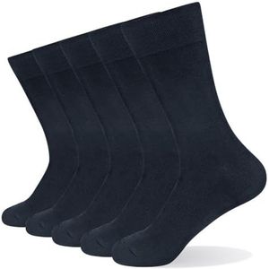 yeeplant Elastische bamboe materiaal klassieke zakelijke sokken - man 5 paar sport atletische eenvoudige rekbare ademende jurk sokken, Donker Blauw7, Eén Maat