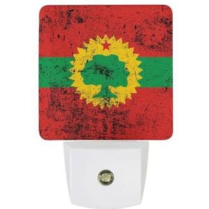 Vintage Vlag Van De Oromo Bevrijding Front Warm Wit Nachtlampje Plug In Muur Schemering naar Dawn Sensor Lichten Binnenshuis Trappen Hal
