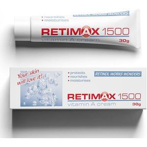 Retimax 1500 Vitamine A-retinolcrème, anti-aging en anti-rimpelcrème voor uitgedroogde huid, 30 g, Engelse verpakking