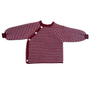 Reiff Relax 20170 - Kinitted Sweater Gestreept (Schluttli) Merino Wol (Organisch) Berry/Roze, Maat: 86/92 (1-2 jaar)
