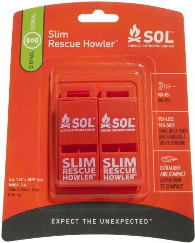 SOL Slim Rescue HOWLER Set van 2 SIFFLET, 100 DB, uniseks, volwassenen, oranje