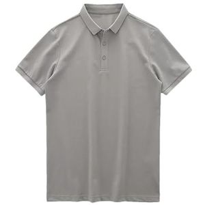 Heren Zomer Effen Kleur Polos Shirts Mannen Golf Korte Mouwen T-shirts Herenkleding Koreaanse Blouse, Lichtgrijs, XXL