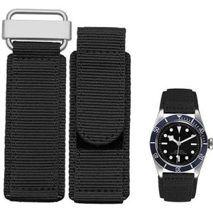 dayeer NATO nylon horlogeband voor Rolex BR klittenband sportband met stalen gesp 22 mm 24 mm (Color : Black-silver, Size : 24mm)