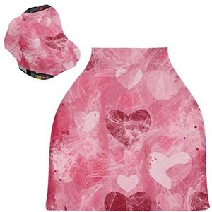 Abstract roze liefde hart baby autostoelhoes luifel rekbare verpleeghoezen ademend winddicht winter sjaal voor baby borstvoeding jongens meisjes
