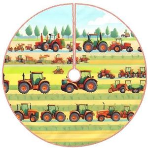 Tractor landbouw print rustieke kerstboom rok, gewatteerde kerstboom rok, perfect voor Kerstmis, Halloween