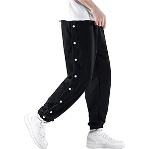 Side Snap Button Track Pants Tear Away Pants Loose Joggers For Men Men's Sweatpants Basketball Pants Side Slit Trousers Casual Jogging Bottoms Fit Active (Color : Black, Size : 3XL)