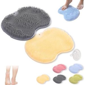 Rufenpurify Siliconen douchevoetschrobbermat, Solespa handsfree siliconen voetschrobbermat, Shopellox voetschrobbers met antislip zuignappen en afvoergaten, gemakkelijk schoon te maken (2 stuks J)