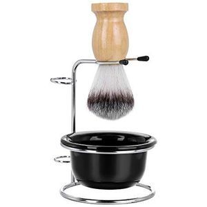 FALETO Scheerborstel Badger Haarstandaard Set Professionele RVS Baard Schoonmaak Stand Houder