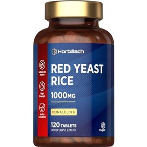 Rode Gist Rijst Tabletten 1000mg | Monacoline K Supplement | 120 Vegan Tabletten | 10:1 Extrakt | Red Yeast Rice | Horbaach