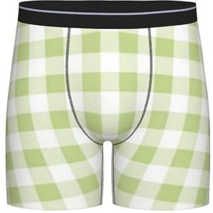 GRatka Boxer slips, heren onderbroek boxer shorts been boxer slips grappig nieuwigheid ondergoed, geruit groen wit patroon, zoals afgebeeld, M