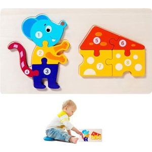 Houten puzzels voor kinderen | 3D-voedselketenlegpuzzels voor kinderen,Educatief en lerend cartoon dier houten puzzelspeelgoed voor meisjes en jongens vanaf 3 jaar