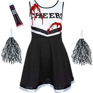 Red Star Zombie Cheerleader kostuum outfit met POM POMS - Fancy jurk kostuum Sport HIGH School Muziek Halloween Outfit - 6 kleuren/maat 6-16