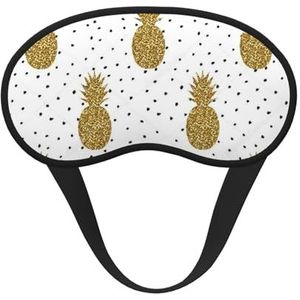 WSHFFILO Gouden Glitter Ananas Fruit Gedrukt Blackout Sleep Mask Travel Eye Mask