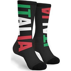 351 Mannen Vrouwen Warmer Sokken Italia Italië Italiaanse Vlag Mid Kuit Sokken Dikke Heren Sokken Super Zachte Sport Sokken Voor Wandelen Klimmen Fietsen, Sokken 688, Medium